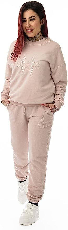 LAVENZO - Tuta Donna Completa, Felpa e Pantaloni 100% Cotone - Rosa Antico