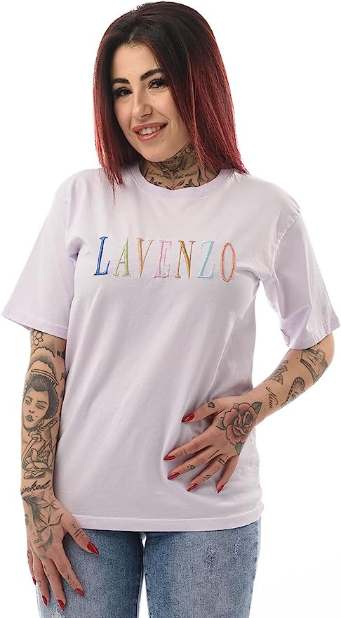 LAVENZO - T Shirt Donna Manica Corta 100% Cotone - Lilla