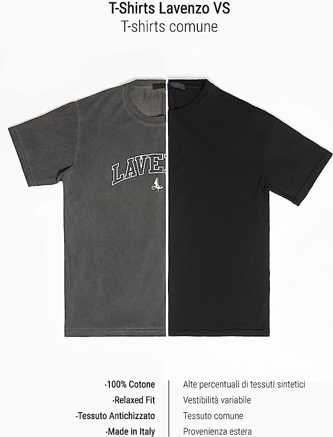 LAVENZO - T Shirt Uomo Manica Corta 100% Cotone -  Verde