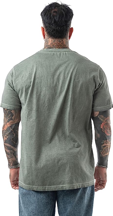 LAVENZO - T Shirt Uomo Manica Corta 100% Cotone - Militare