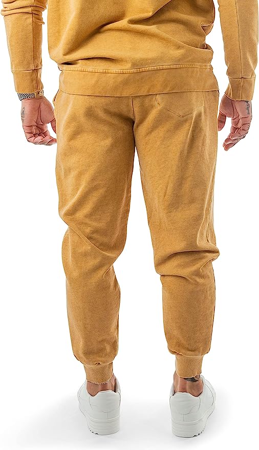 LAVENZO - Pantaloni Tuta Uomo 100% Cotone - Giallo