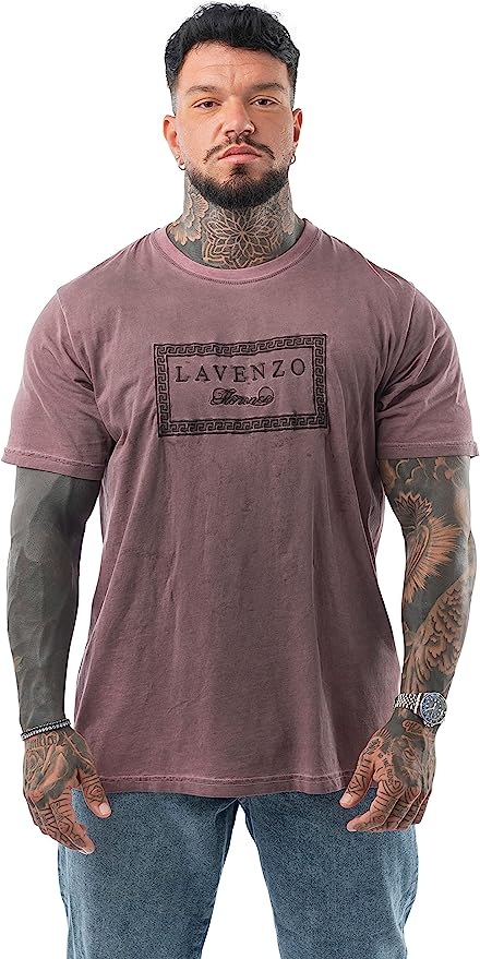LAVENZO - T Shirt Uomo Manica Corta 100% Cotone -