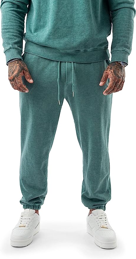 LAVENZO - Pantaloni Tuta Uomo 100% Cotone - Verde