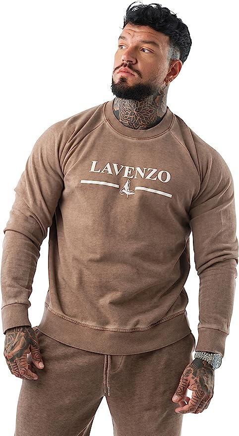 LAVENZO - Felpa Uomo Cotone 100% - Cammello