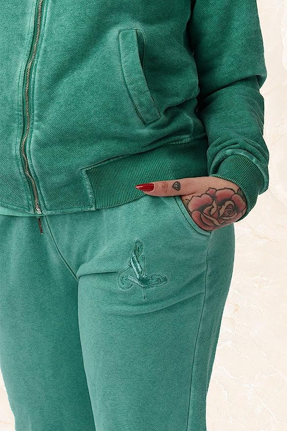 LAVENZO - Pantaloni Tuta Donna 100% Cotone - Verde Lavenzo